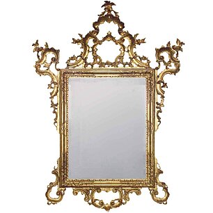 Italienischer Spiegel im Stil der Barockzeit, geschnitzt
