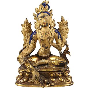 Buddha, originale Vergoldung und alte Bemalung
